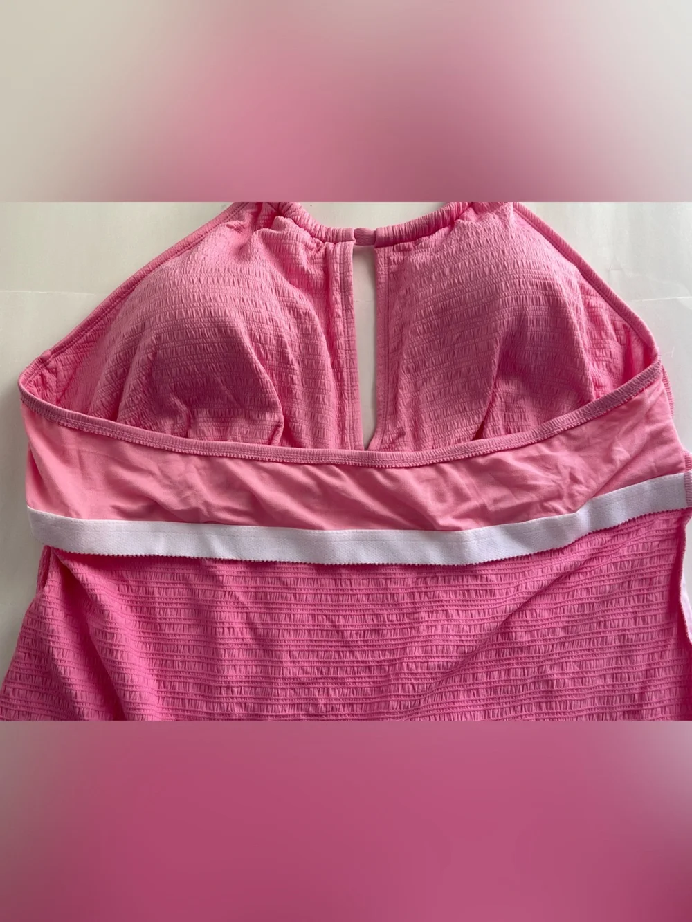 MYNAH Women's Pink Halter Tankini Top with Keyhole Front SIZE 24W NWOT